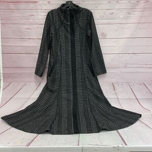 Christina Karin Imogen Plaid Wool Overcoat Coat Jacket Size Medium Elegant